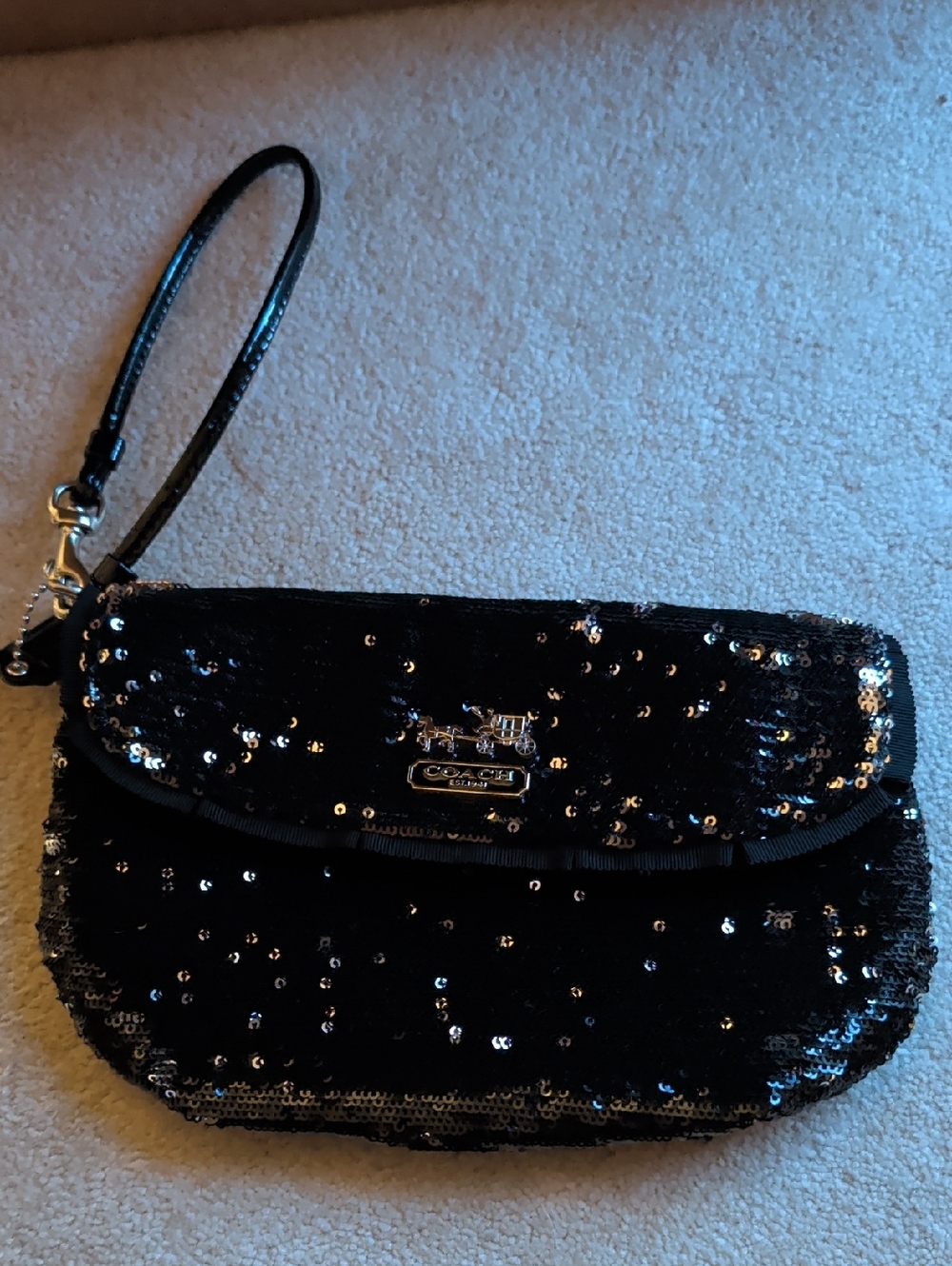 Coach Black Sequin Wristlet Clutch